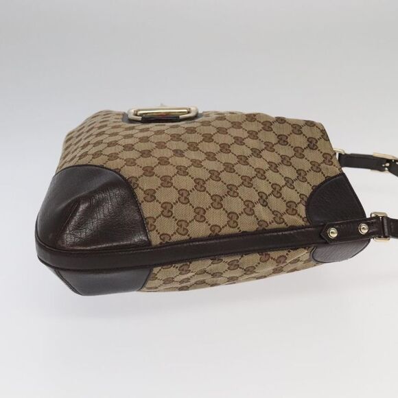 Gucci Horsebit Beige Canvas Shoulder Bag (Pre-Owned) - Picture 3 of 16